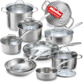 Pots and Pans Set 17-Piece, Ultra-Clad Pro Stainless Steel Cookware Set,