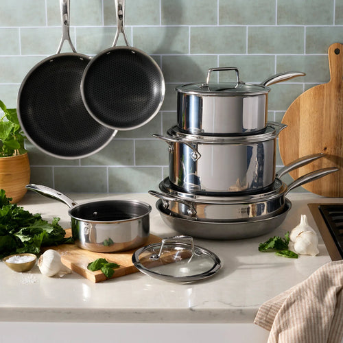 11–piece Nonstick Stainless Cookware Set, Induction Ready NEW